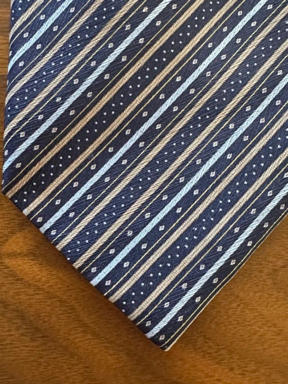 Stefano Ricci Navy Blue Tan Diagonal Stripe Tie